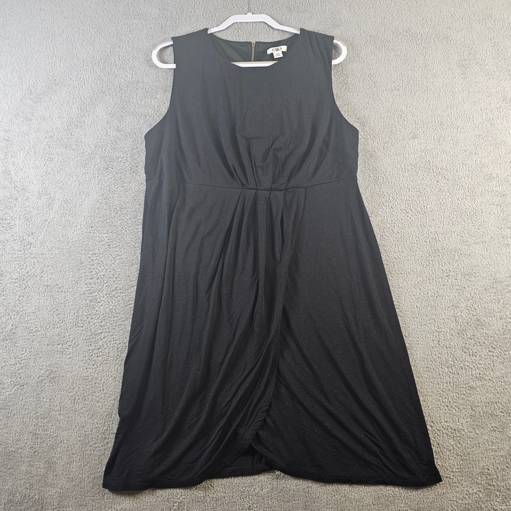 Cato Womens XL Black Sleeveless Tulip Drape Front Knit Dress Exposed Back Zip